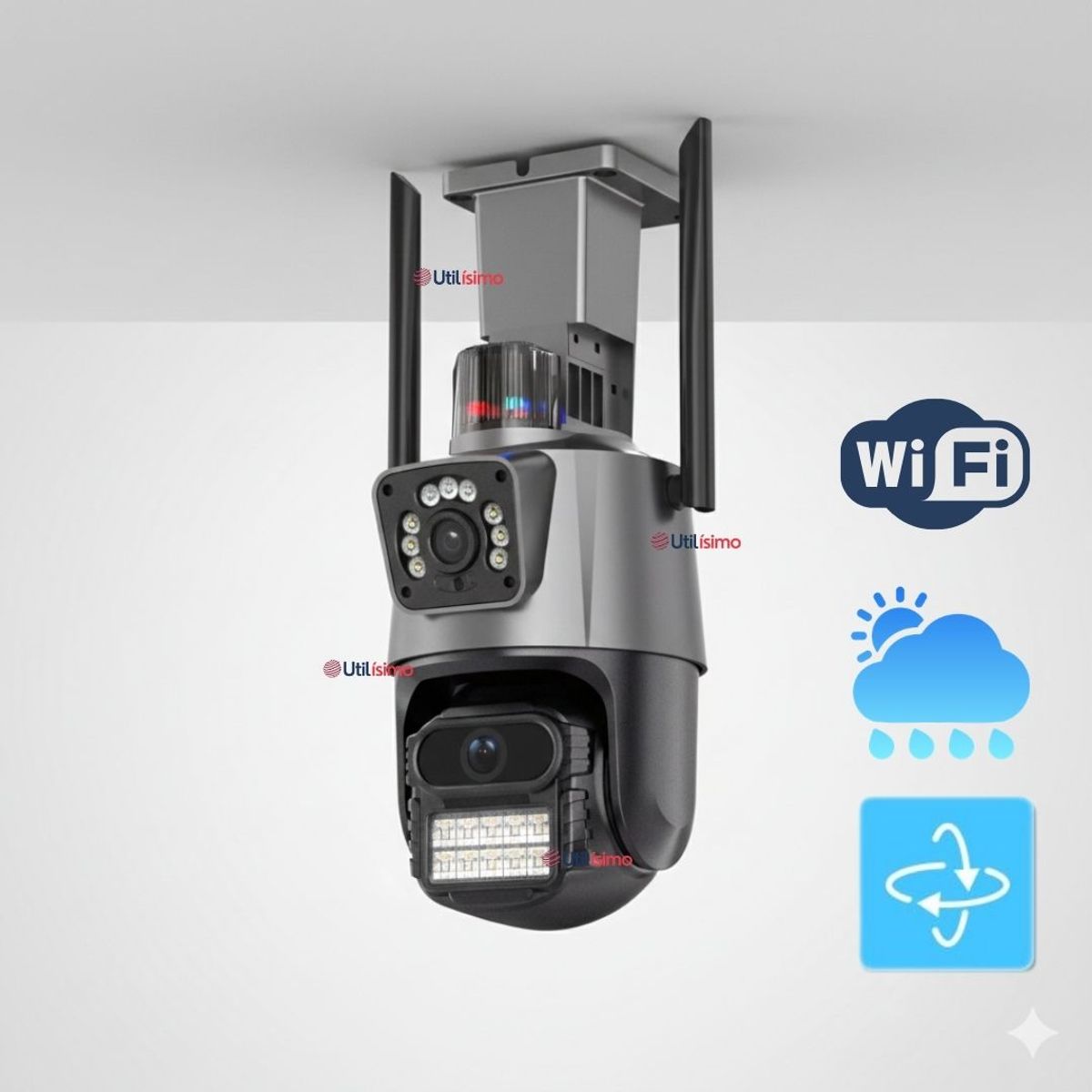 LINE - Cámara De Seguridad Exterior Wifi Doble Lente Full HD Con Alarma Seguimiento HCL