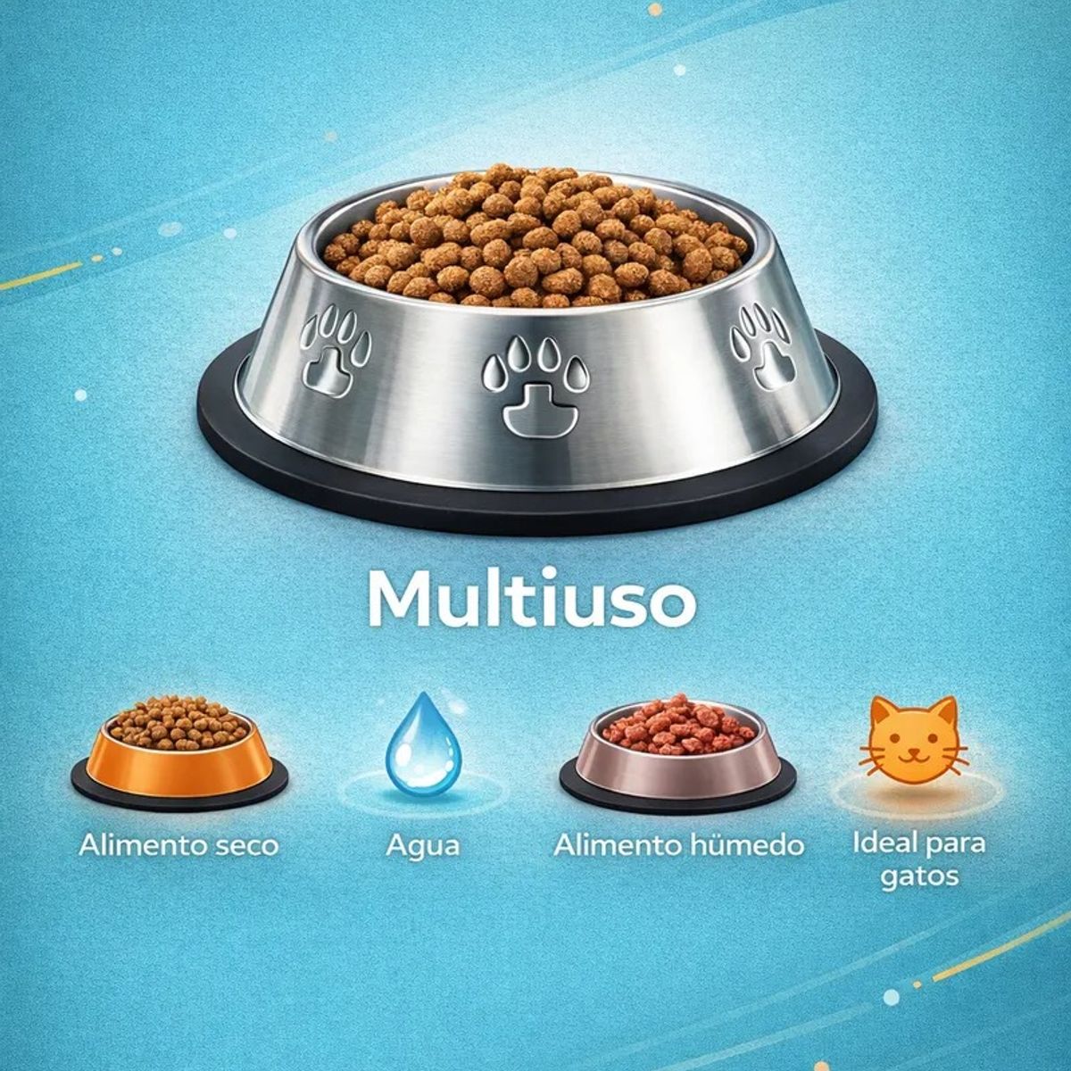 GENERICO - Comedero Perro Platos Para Perros Gatos Mascotas 22cm