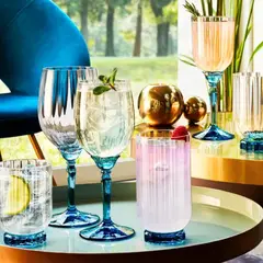 GENERICO - Set de 6 Vaso Bormioli Rocco, 430 ml, azul florian