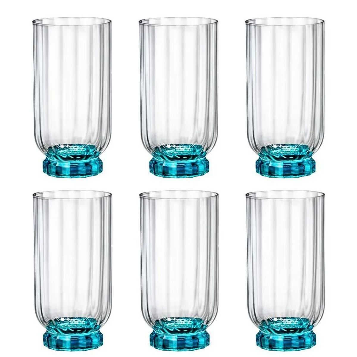 GENERICO - Set de 6 Vaso Bormioli Rocco, 430 ml, azul florian