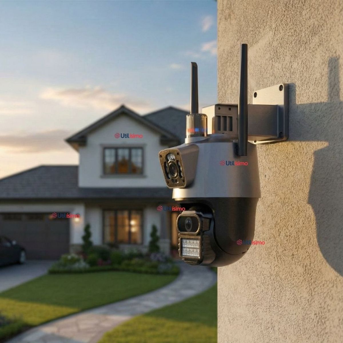 LINE - Cámara De Seguridad Exterior Wifi Doble Lente Full HD Con Alarma Seguimiento HCL