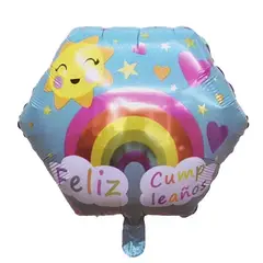 GENERICO - Globo metálico hexágono feliz cumpleaños 45cm