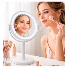 IRM - Espejo Maquillaje Con Luz Led 360 Base De Mesa Color Blanco