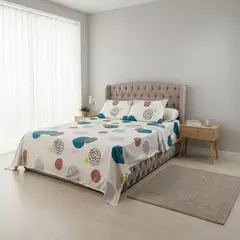 GENERICO - Juego De Sabanas 2 Plazas 100% Algodón + 2 Fundas Almohada - Multicolor - 2 Plazas