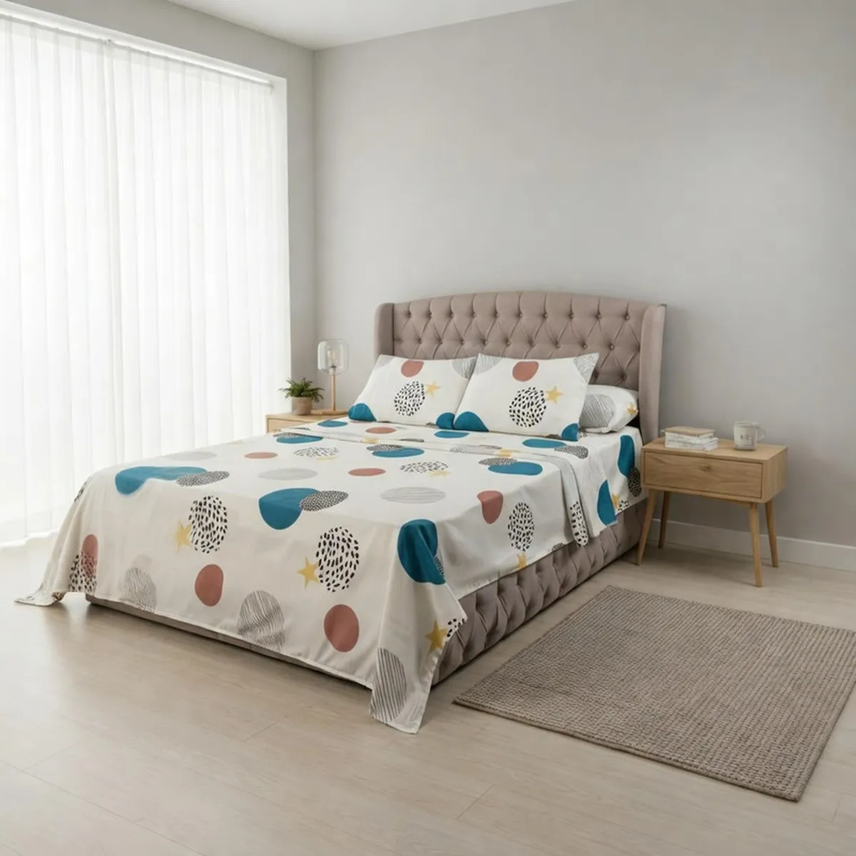 GENERICO - Juego De Sabanas 2 Plazas 100% Algodón + 2 Fundas Almohada - Multicolor - 2 Plazas