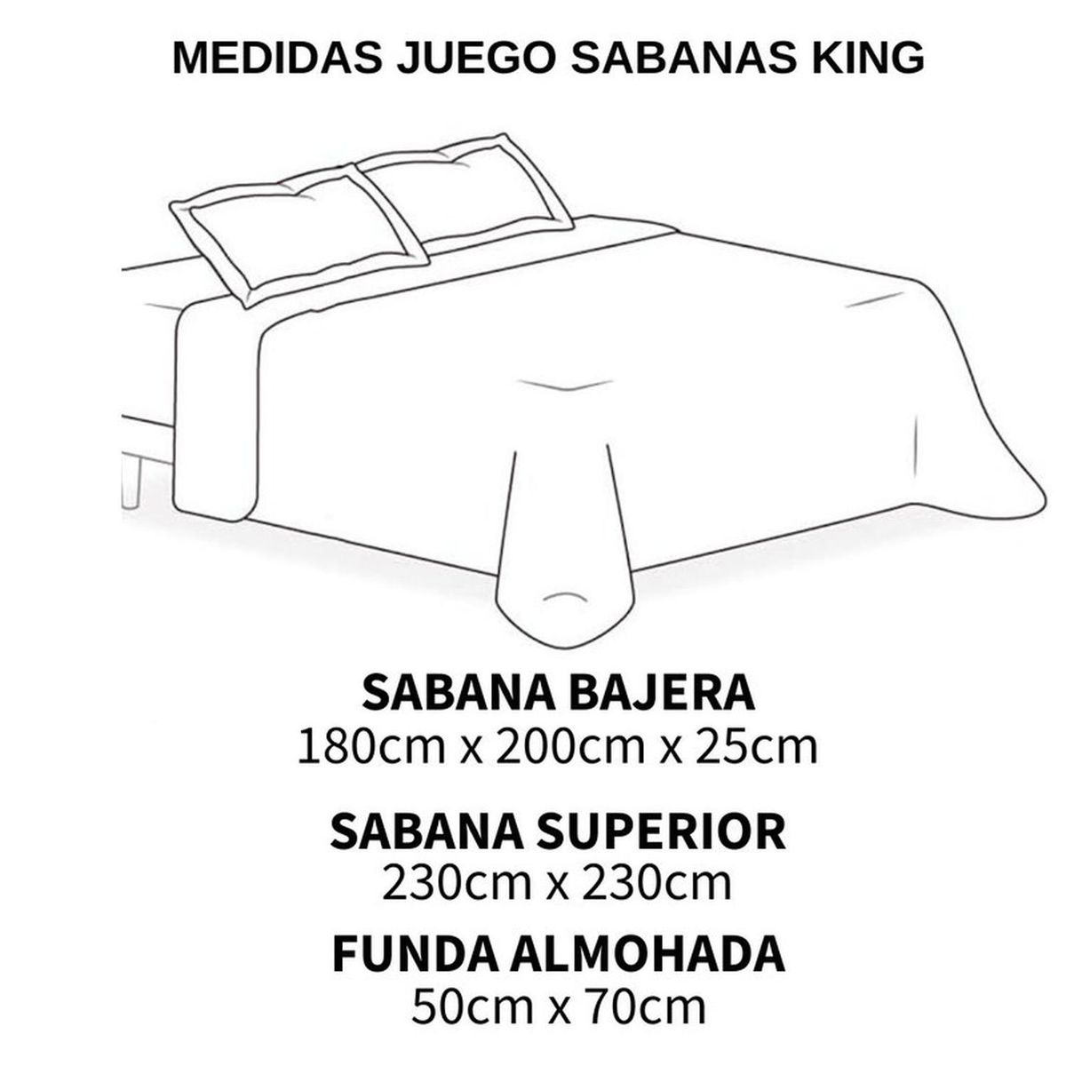 GENERICO - Juego De Sabanas King 100% Algodón + 2 Fundas Almohada 50x70 - Multicolor - King