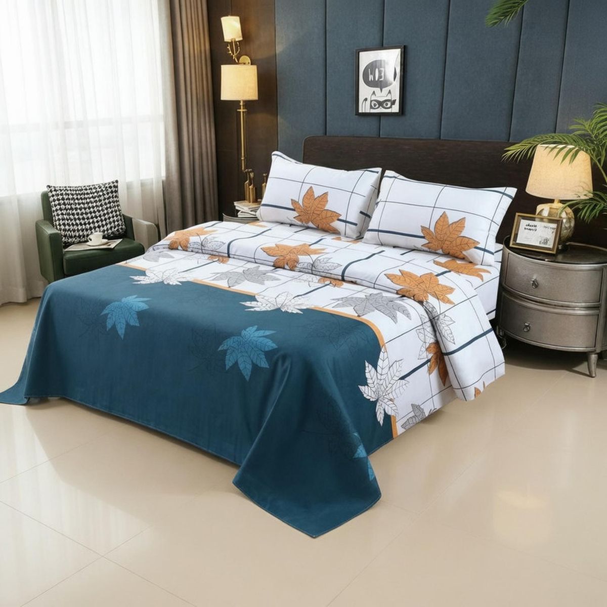 GENERICO - Juego De Sabanas King 100% Algodón + 2 Fundas Almohada 50x70 - Multicolor - King