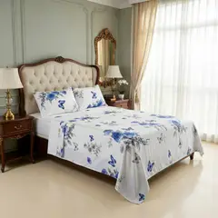 GENERICO - Juego De Sabanas King 100% Algodón + 2 Fundas Almohada 50x70 - Multicolor - King