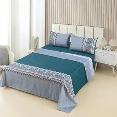 GENERICO - Juego De Sabanas King 100% Algodón + 2 Fundas Almohada 50x70 - Multicolor - King