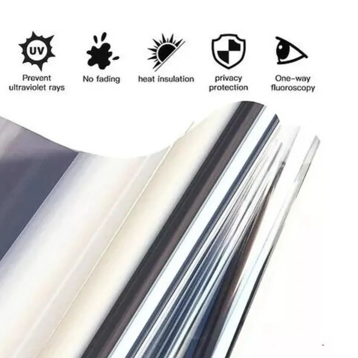 NO LOGO - Papel Ahumado Polarizado Tipo Espejo Cromo Auto Oficina Casa Gris