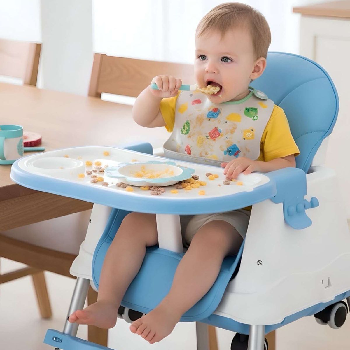 GENERICO - Silla de Comer Multifuncional para Bebé 3 en 1 Azul