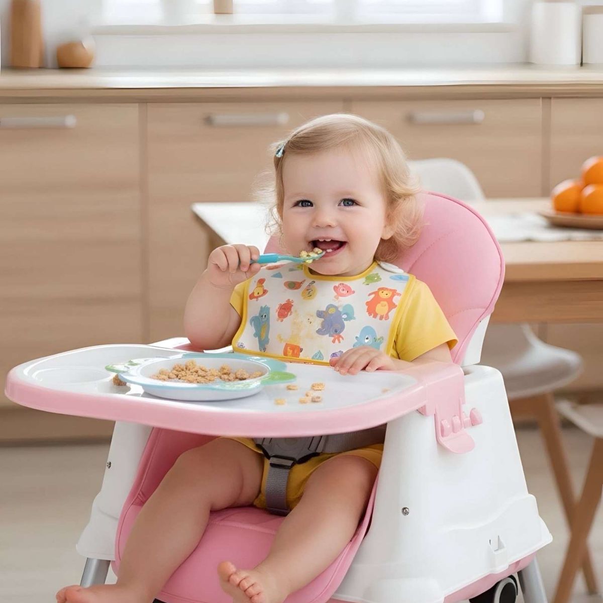 GENERICO - Silla de Comer Multifuncional para Bebé 3 en 1 Rosa