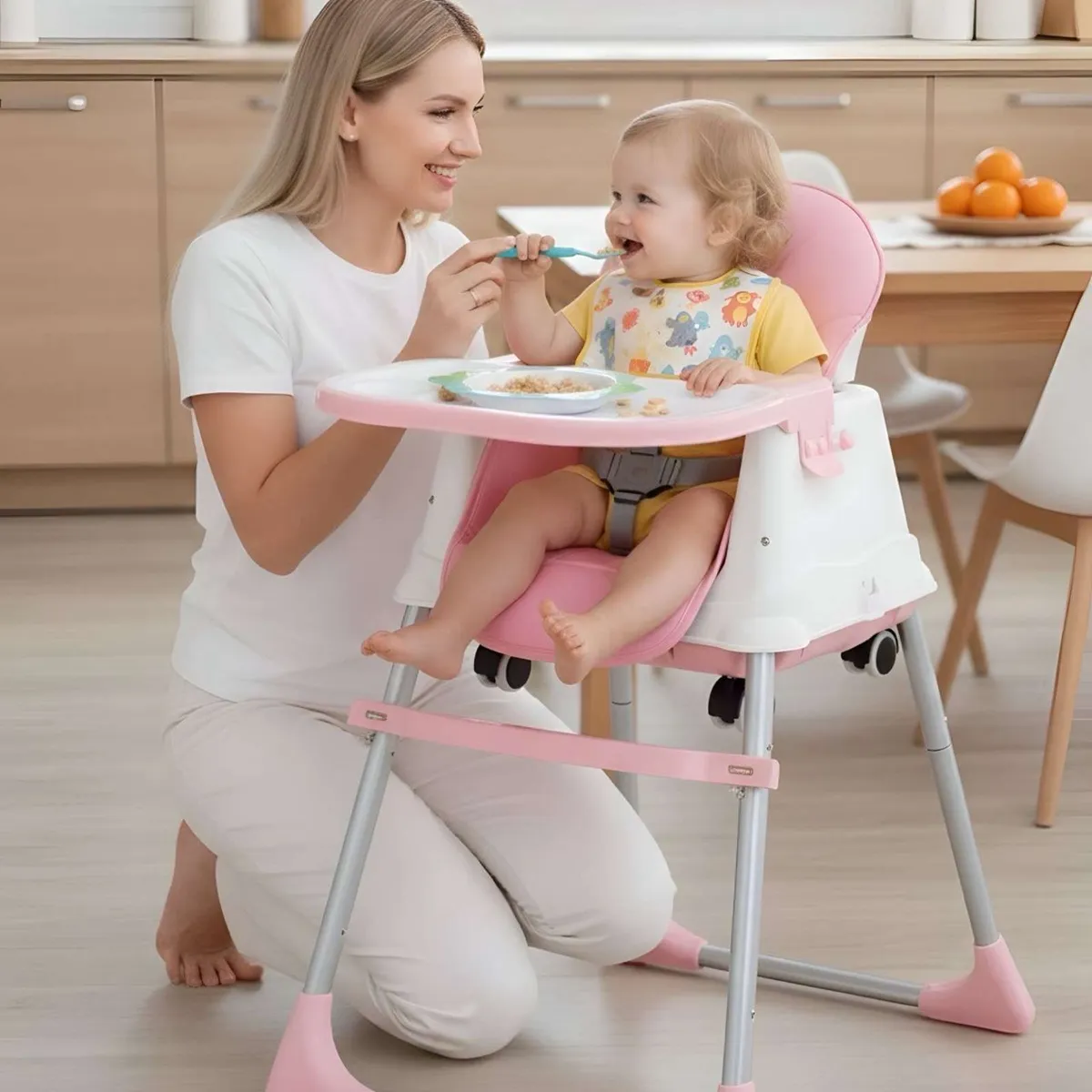 GENERICO - Silla de Comer Multifuncional para Bebé 3 en 1 Rosa