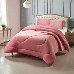 GENERICO - Plumon Plush Liso Con Chiporro 1.5 Plazas + 1 Funda Almohada - Multicolor - 1,5 Plazas