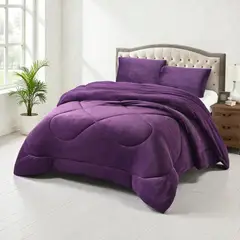 GENERICO - Cobertor Plush Liso 1.5 Plazas Con Chiporro 1 Funda Almohada - Violeta oscuro - 1,5 Plazas