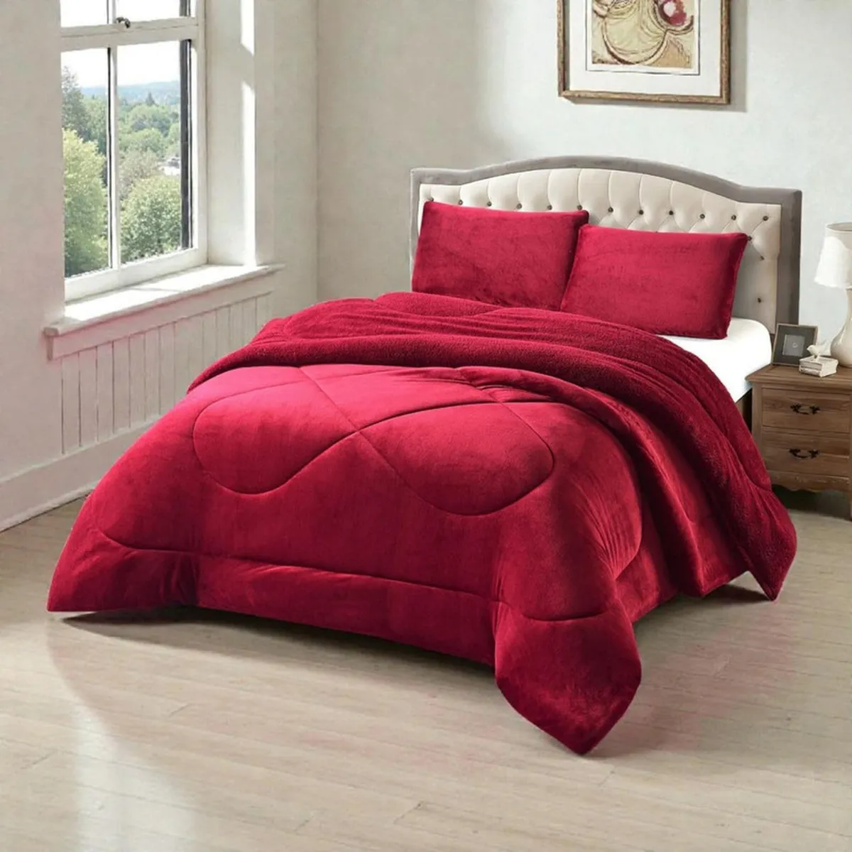 GENERICO - Cobertor De 2 Plazas Plush Liso Con Chiporro + 2 Fundas Almohada - Multicolor - 2 Plazas