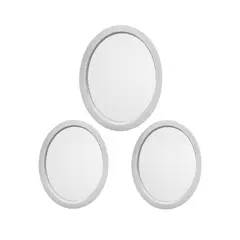 VGO - Espejo decorativo blanco para colgar en Set de 3 ovalados