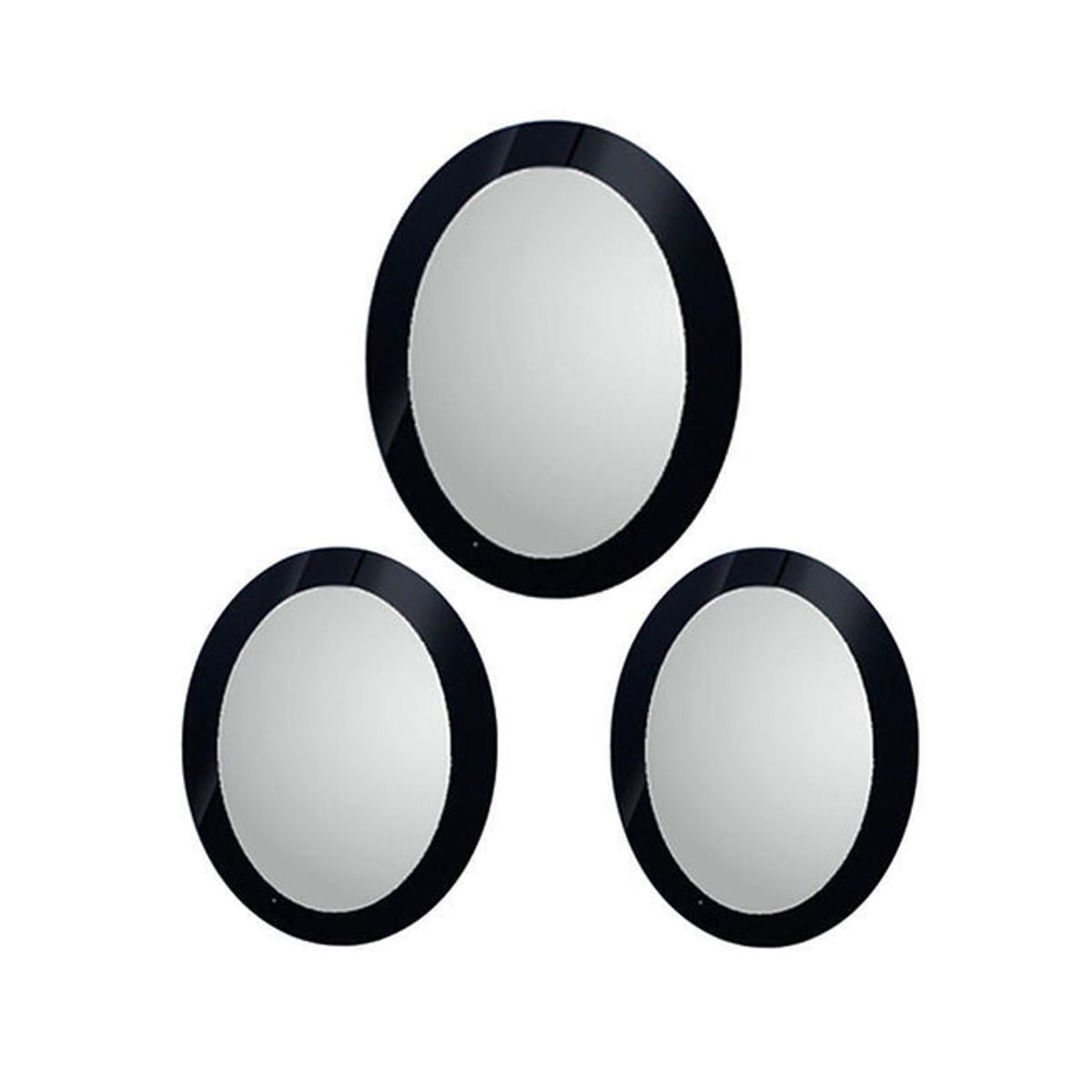 VGO - Espejo decorativo negro para colgar en Set de 3 ovalados