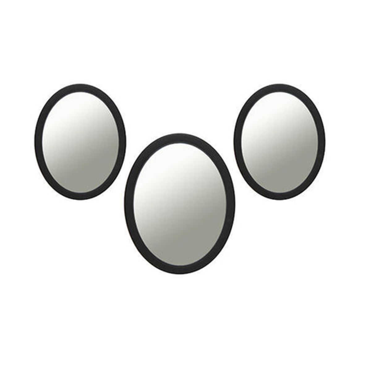 VGO - Espejo decorativo negro para colgar en Set de 3 ovalados
