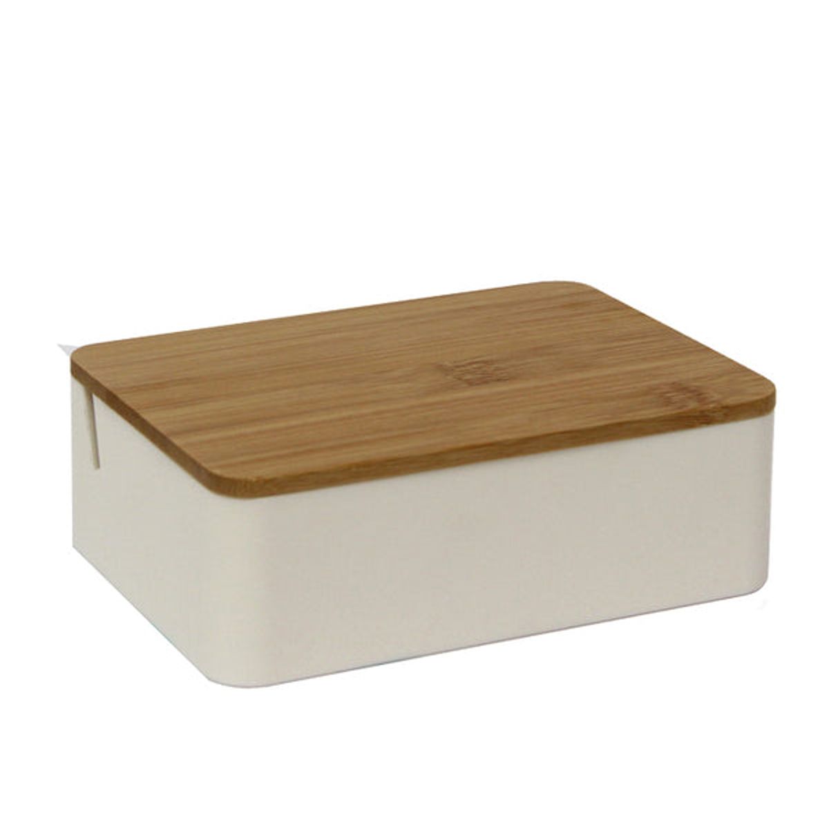 VGO - Espejo de mesa plastico con alhajero Crema