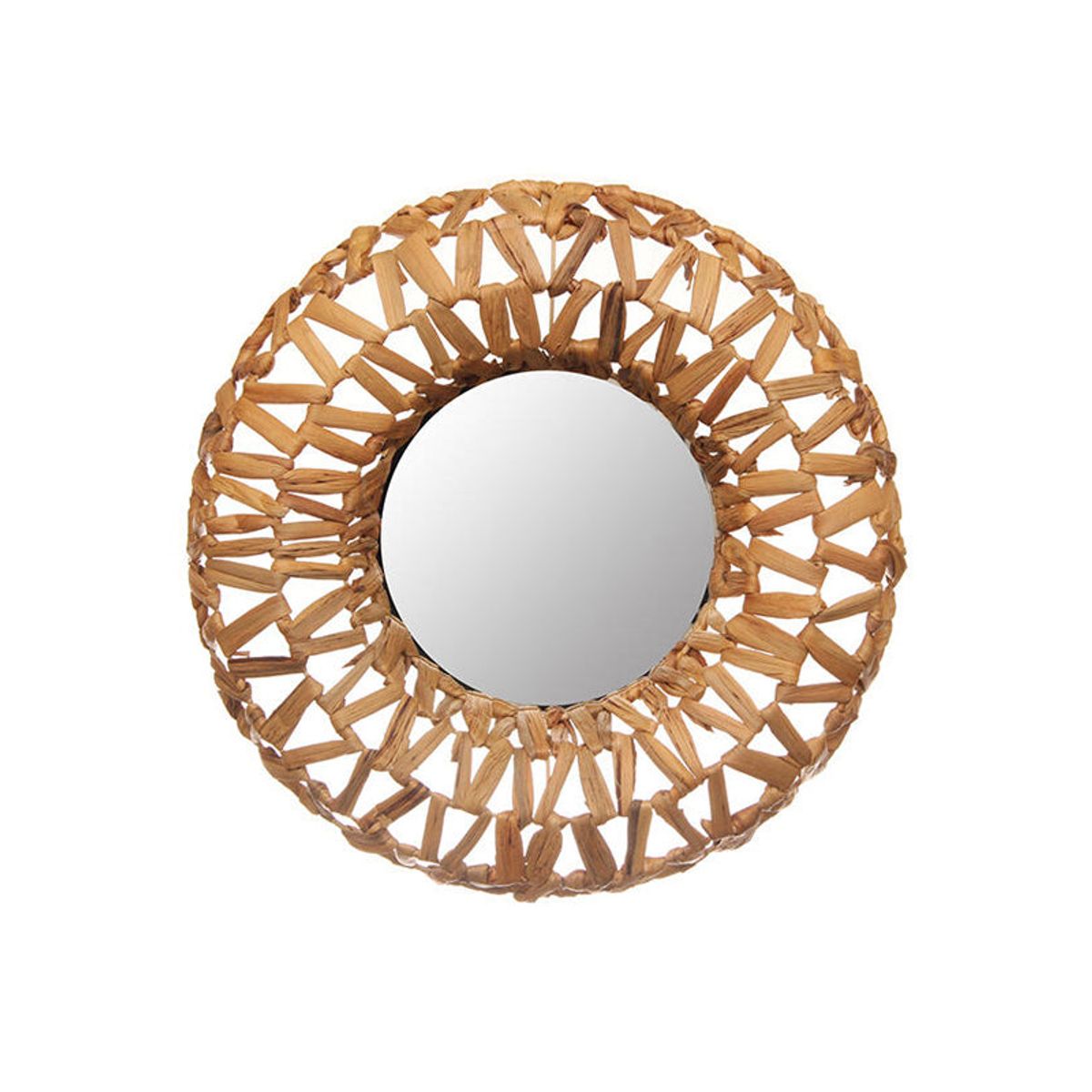 VGO - Espejo decorativo para colgar redondo 46-23 cm Mimbre Natural