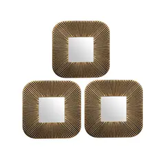 VGO - Espejo decorativo para colgar en Set de 3 cuadrados 25 cm