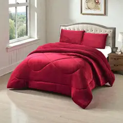 GENERICO - Cobertor De 2 Plazas Plush Liso Con Chiporro + 2 Fundas Almohada - Multicolor - 2 Plazas