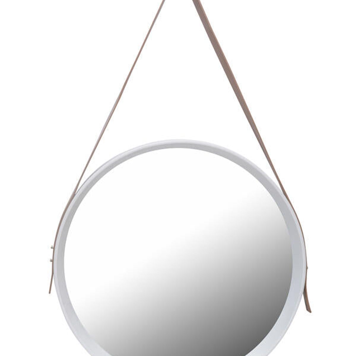 VGO - Espejo redondo 52 cm con correa Blanco