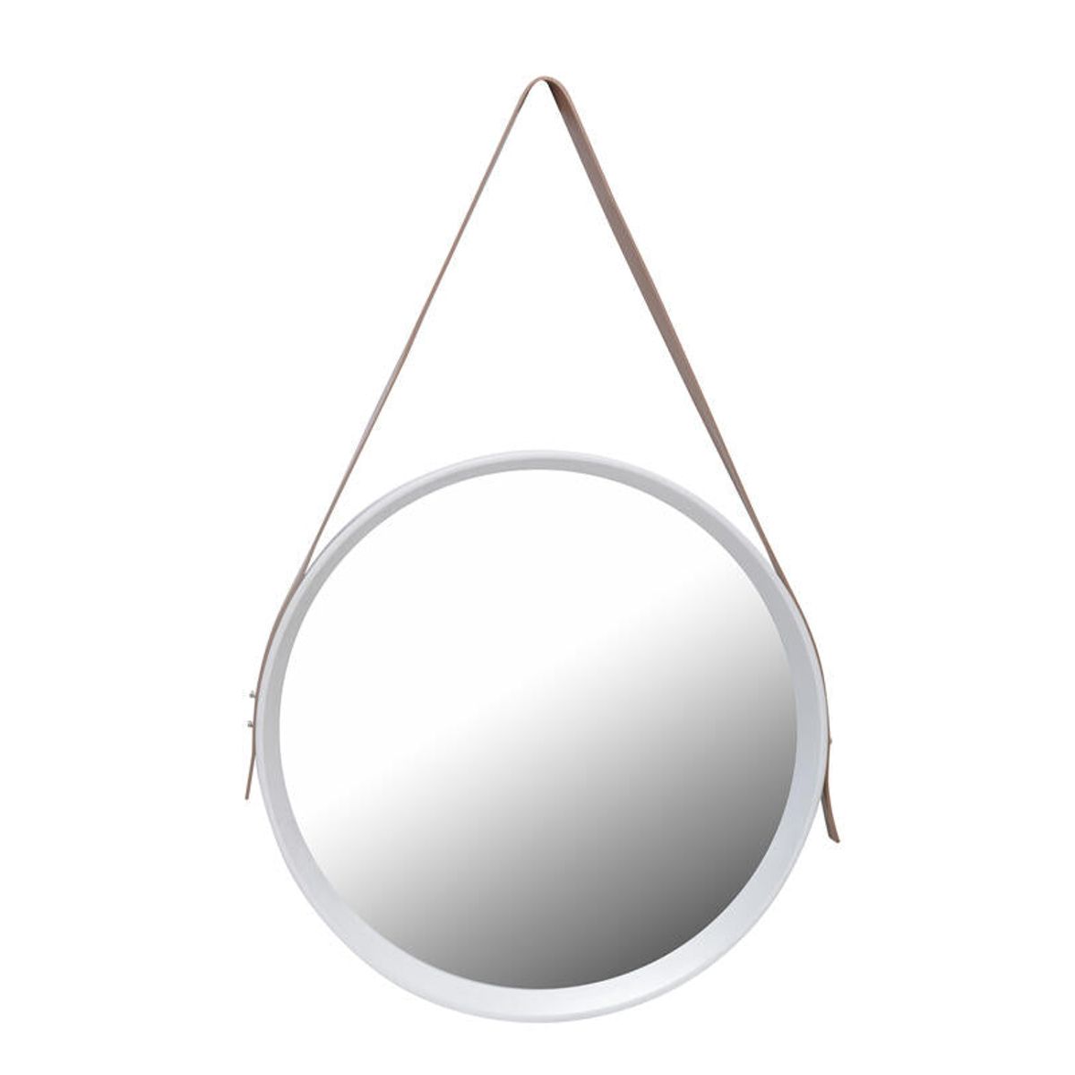 VGO - Espejo redondo 52 cm con correa Blanco