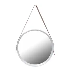 VGO - Espejo redondo 52 cm con correa Blanco