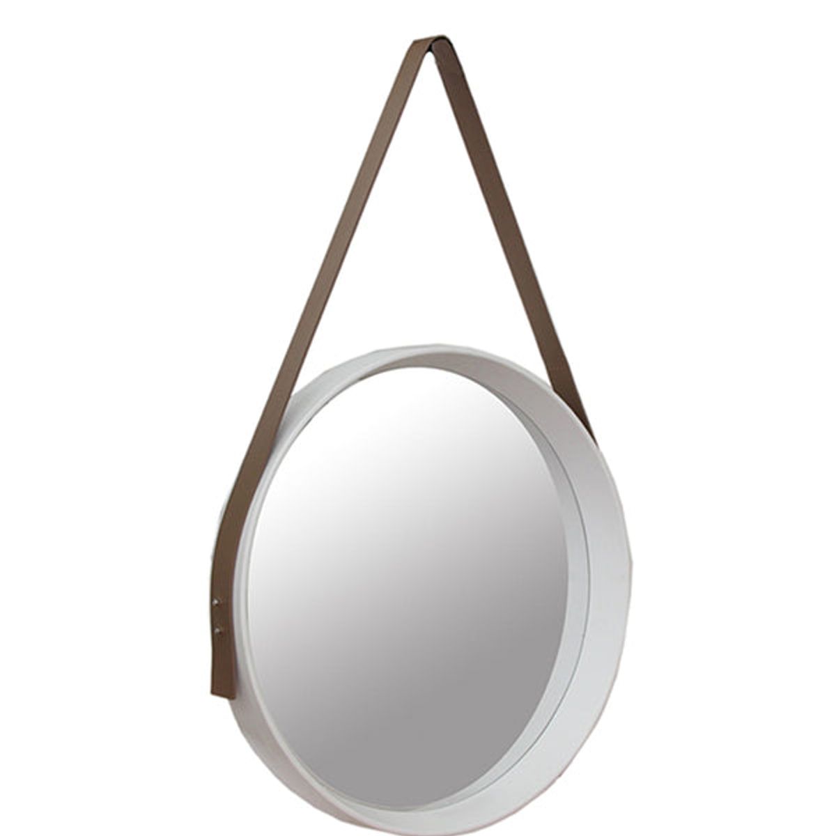 VGO - Espejo redondo 52 cm con correa Blanco