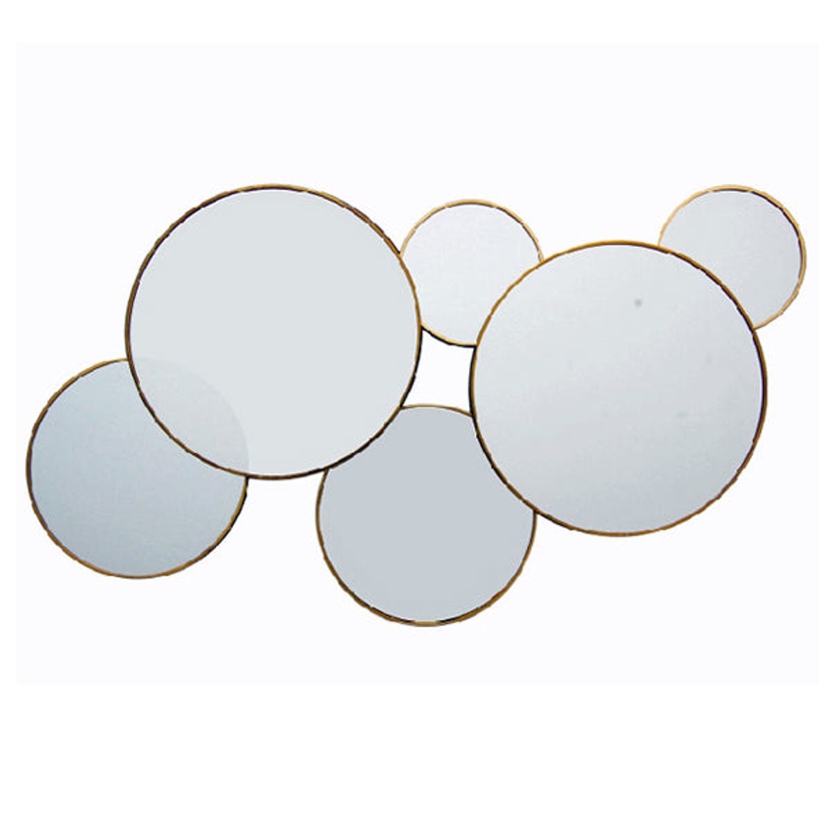VGO - Espejo 55x32 cm decorativo 6 circulos Dorado