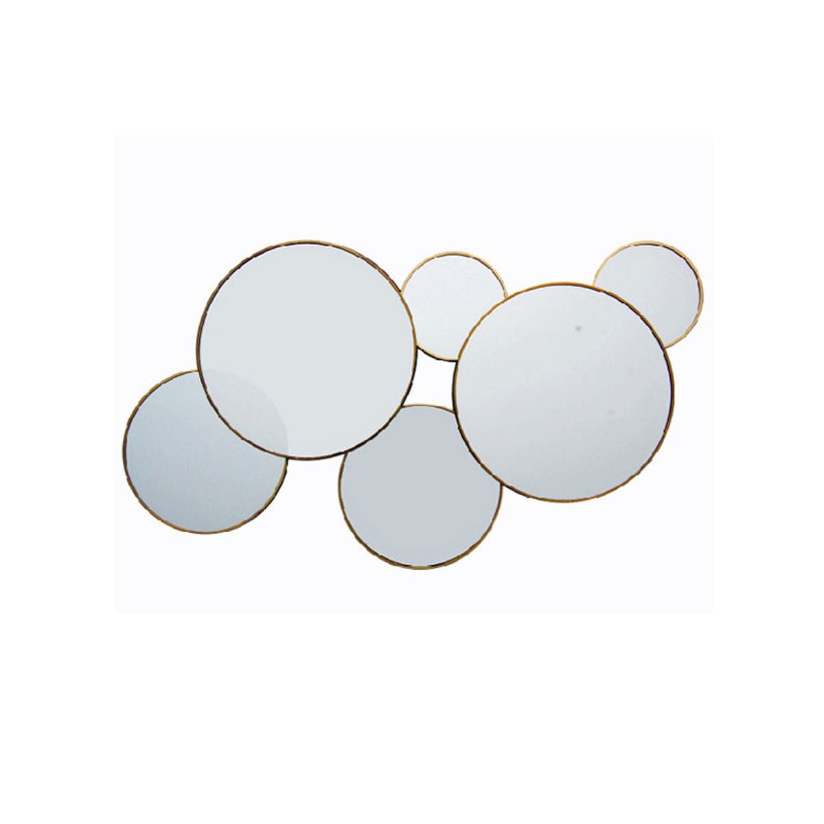 VGO - Espejo 55x32 cm decorativo 6 circulos Dorado