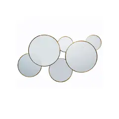 VGO - Espejo 55x32 cm decorativo 6 circulos Dorado