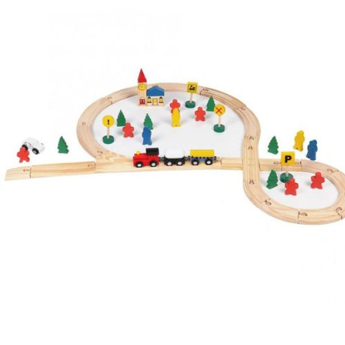 GENERICO - Tren con Riel Armable Juguete de Madera