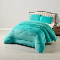 GENERICO - Plumon Plush Liso Con Chiporro 2 Plazas + 2 Fundas Almohada - Multicolor - 2 Plazas