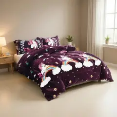 GENERICO - Plumon Plush Liso Con Chiporro 1.5 Plazas + 1 Funda Almohada - Multicolor - 1,5 Plazas