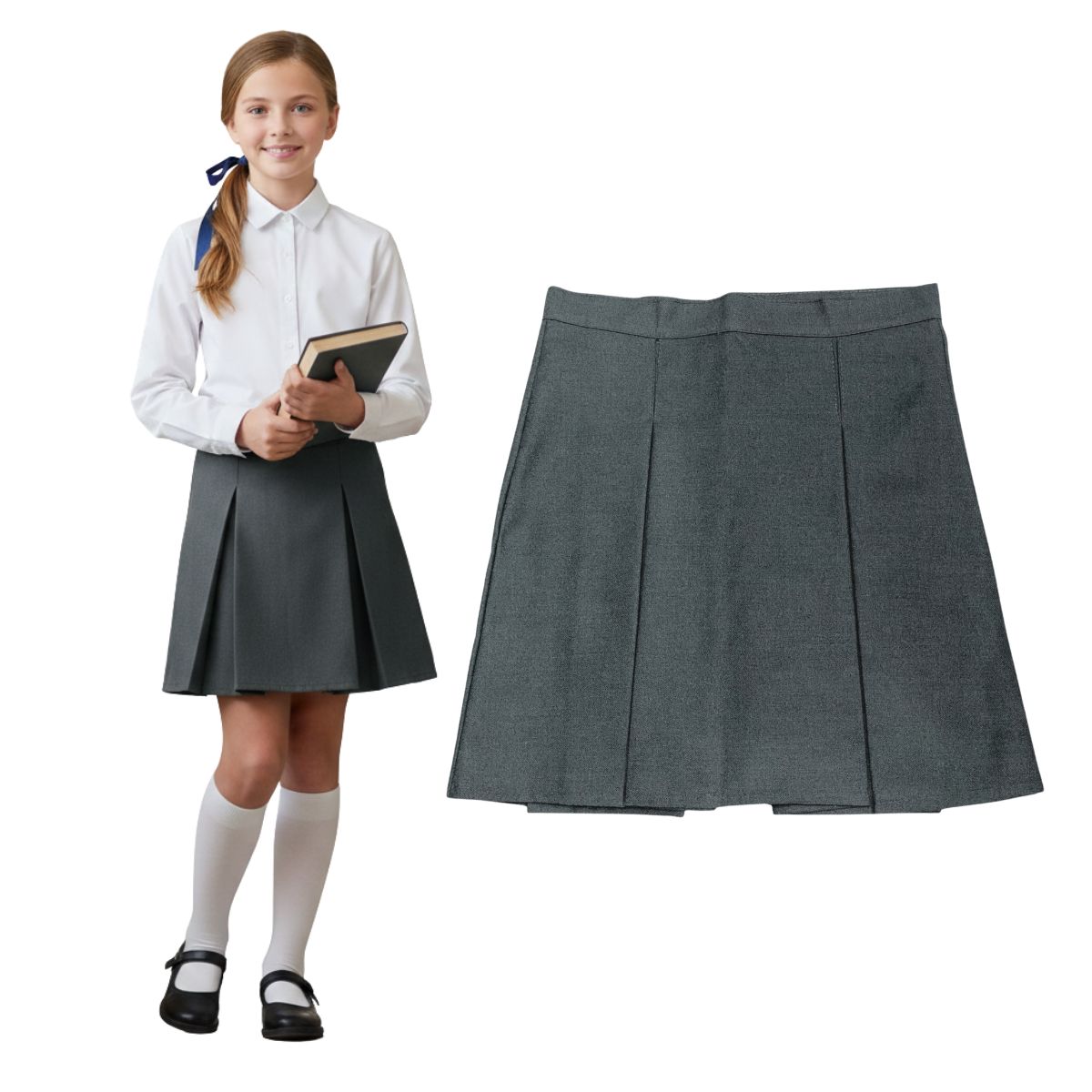 EKOL TACTICA MILITAR - Falda Colegio Niña Juvenil Gris Clásica Confección Nacional