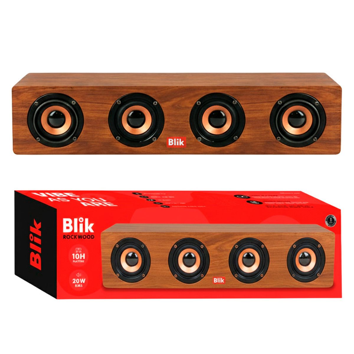 BLIK - Parlante Portatil Blik Rockwood 26in x4 TWS BT 53 10H 20W