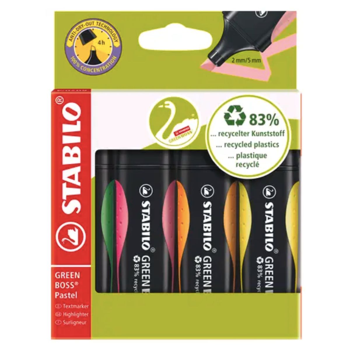 STABILO - Set 4 Marcadores Fluorecentes Destacador Stabilo Green Boss