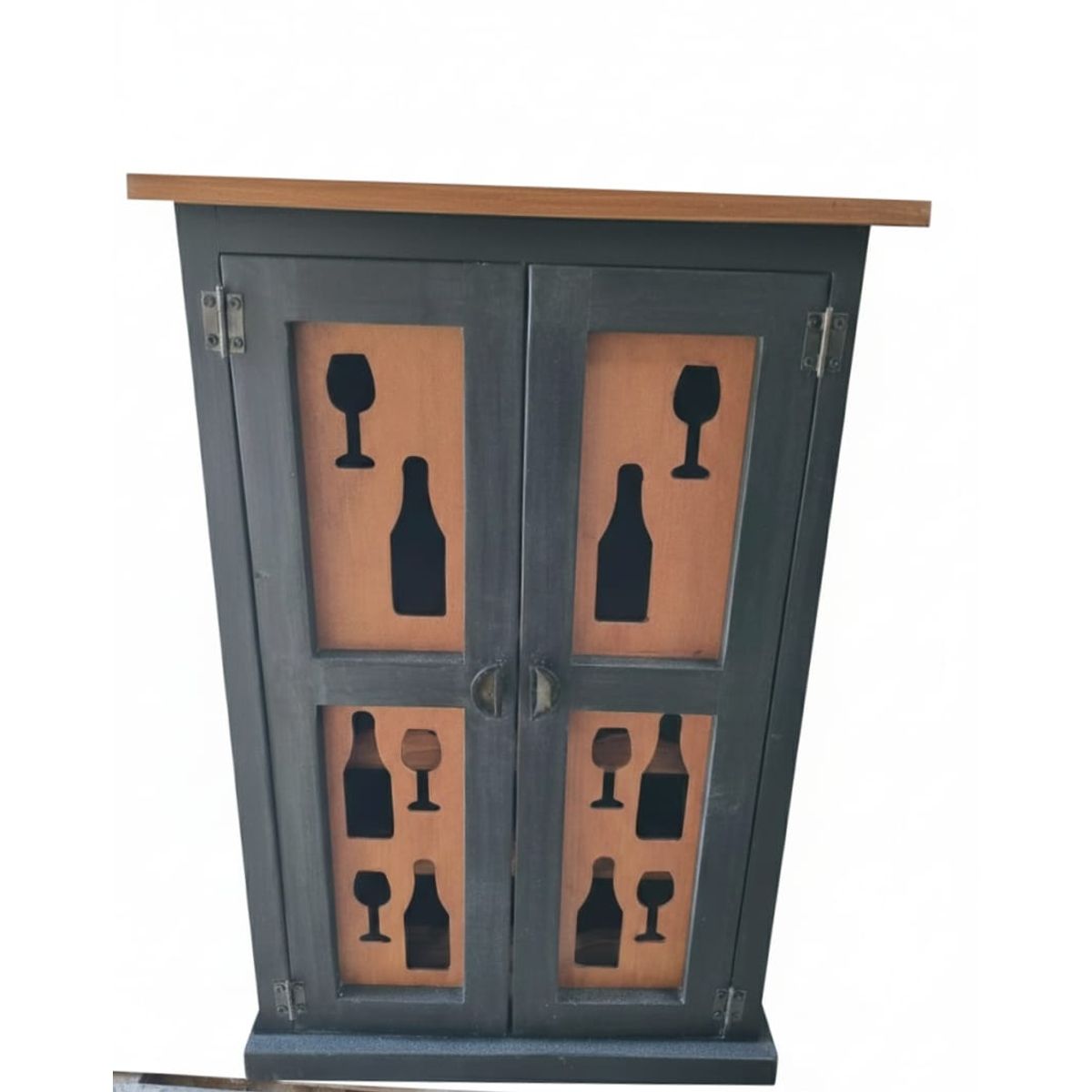 MARFELD MUEBLES - licorera negro cafe 2 puertas  caladas