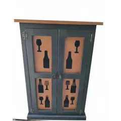 MARFELD MUEBLES - Licorera negro cafe 2 puertas caladas