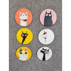 GENERICO - 6 Piezas de Posavasos Encantadores con Diseño Felino