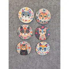 GENERICO - 6 Piezas de Posavasos Encantadores con Diseño Felino Electrico