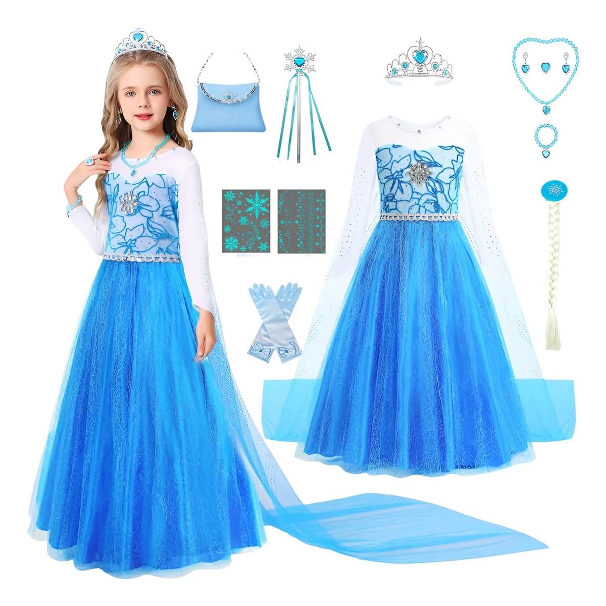 GENERICO - Set disfraz y accesorios para niña talla 140 ( 7 a 8 años )