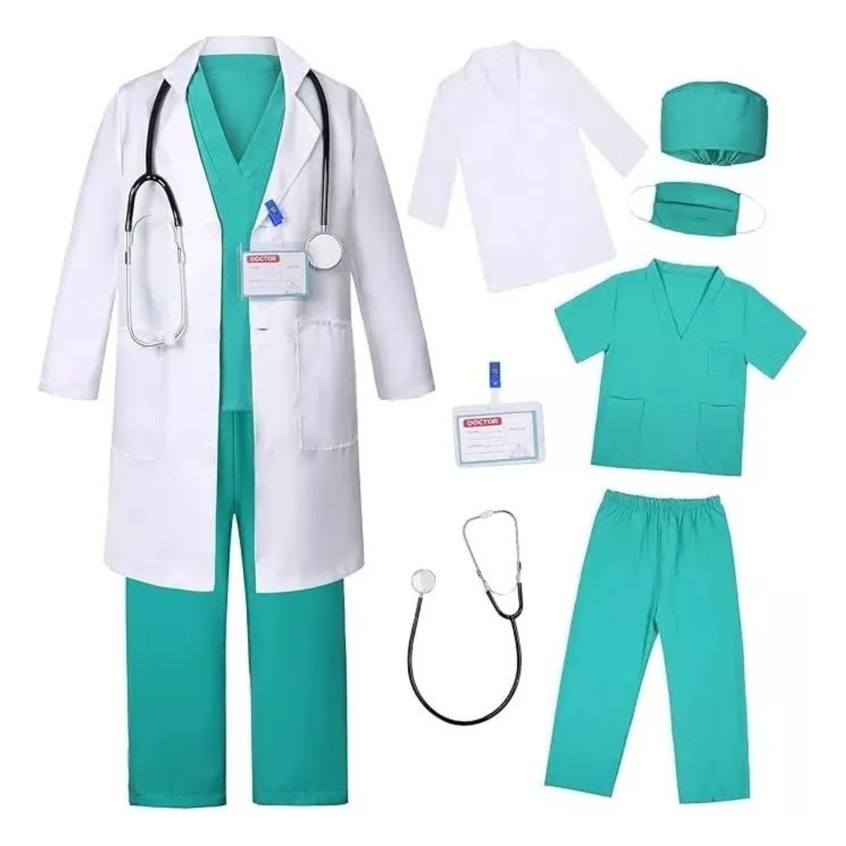 GENERICO - Set disfraz de doctor para niños talla 140 ( 7 a 8 años )