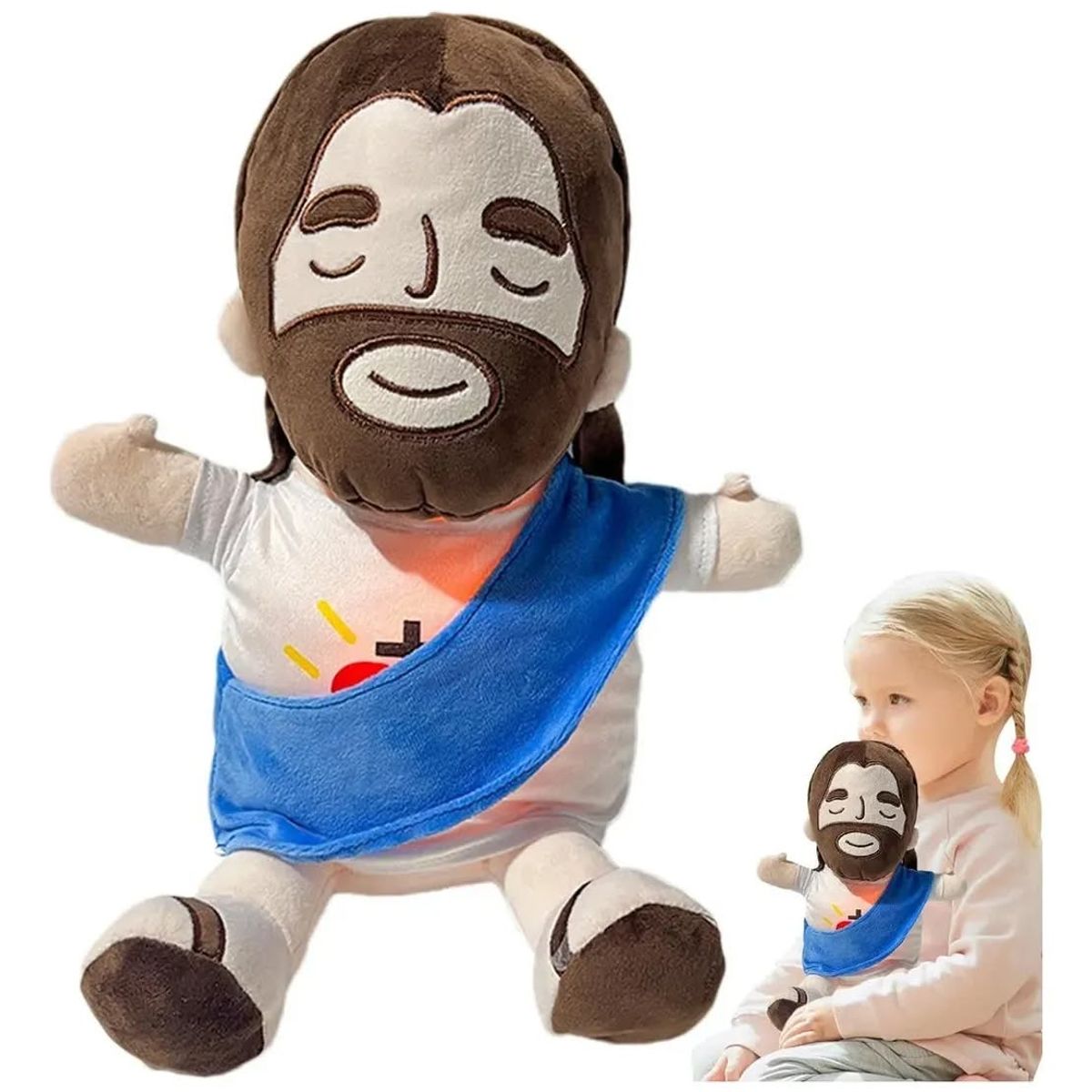 GENERICO - Peluche suave Jesus 30 cm  musica, luz