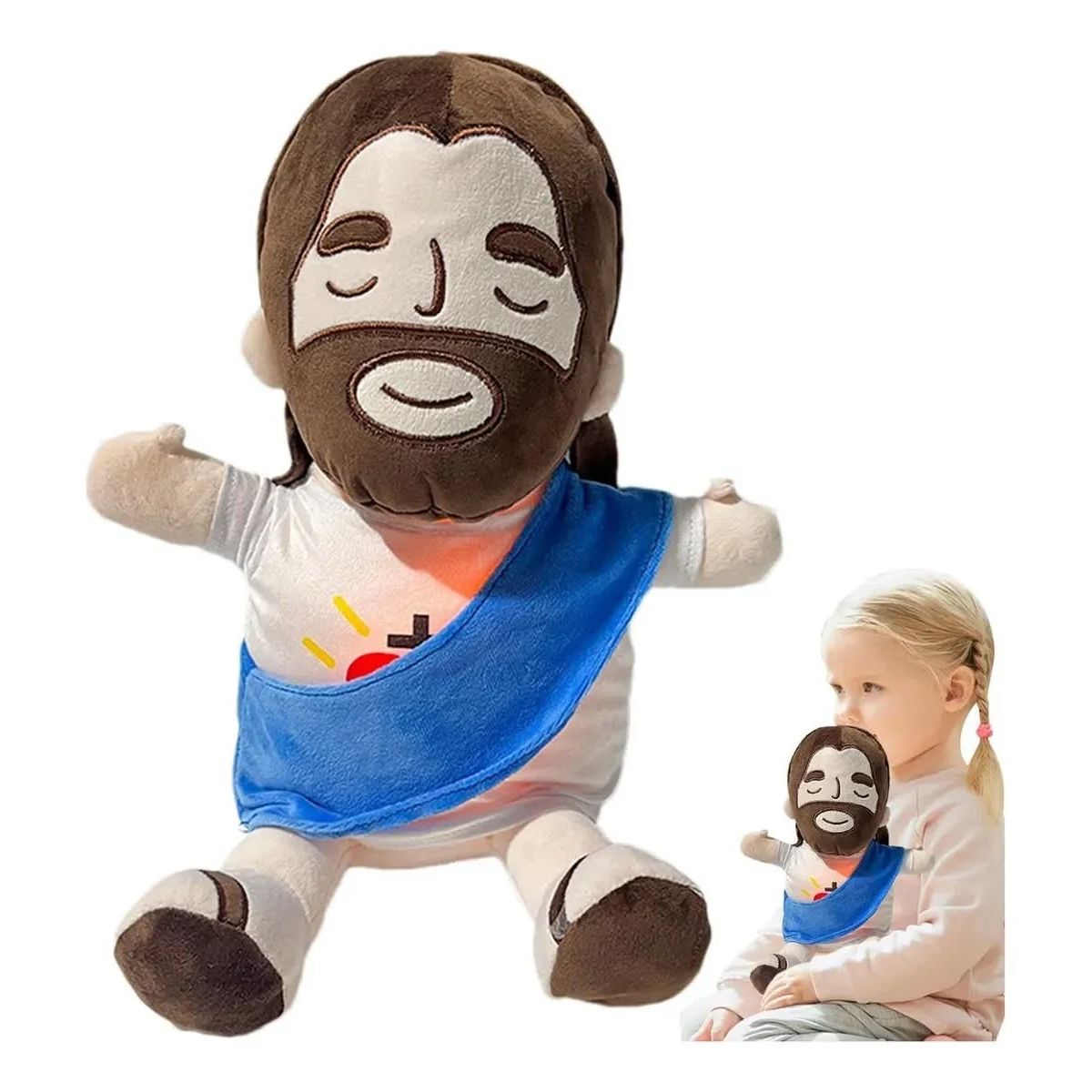 GENERICO - Peluche suave Jesus 30 cm  musica, luz