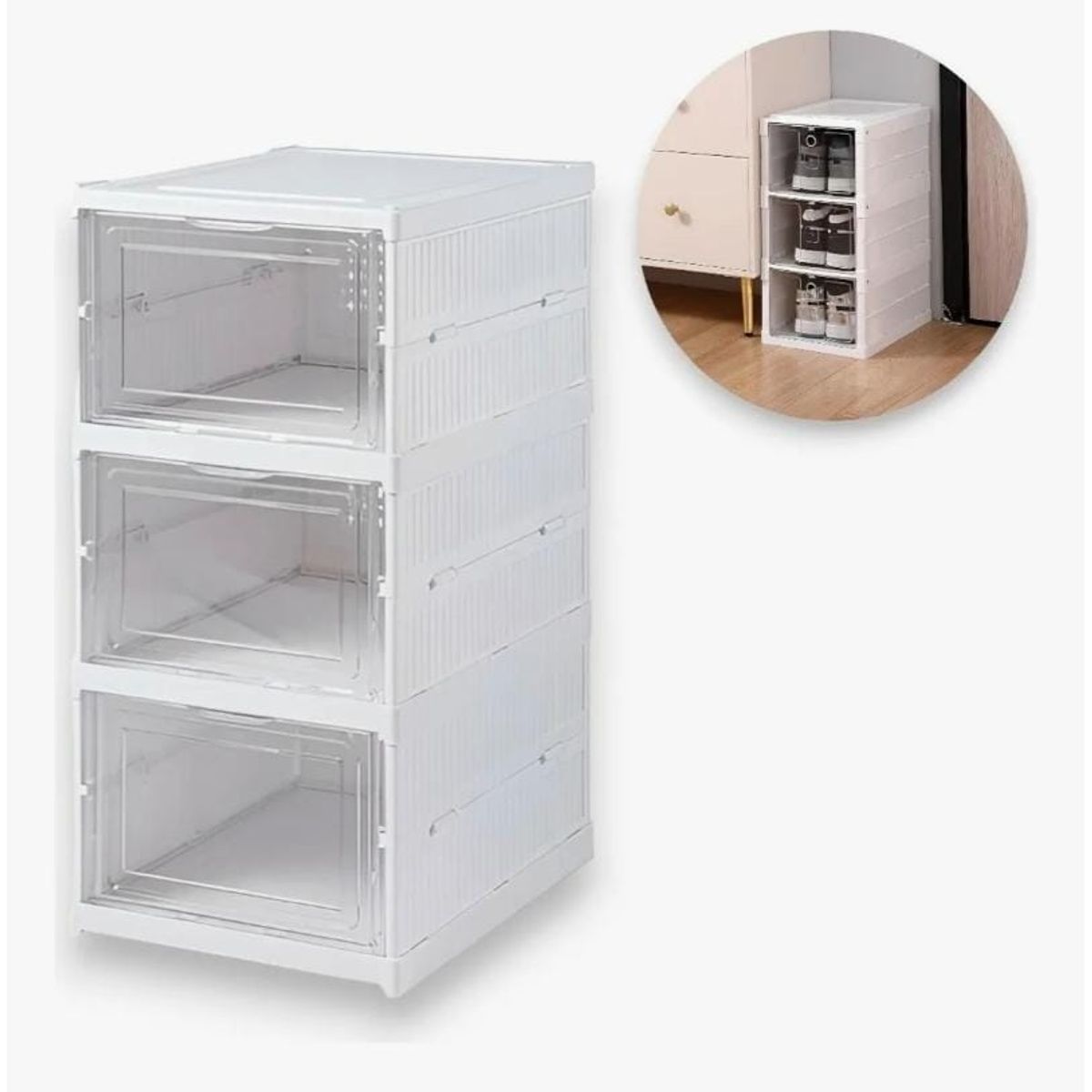 GENERICO - Zapatera Organizador Caja Apilable Para Zapatos 3 Niveles