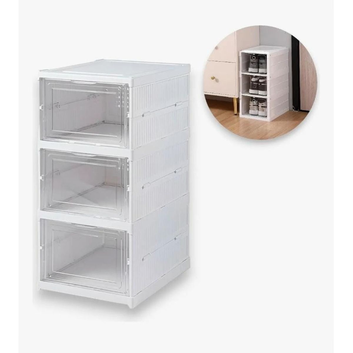 GENERICO - Zapatera Organizador Caja Apilable Para Zapatos 3 Niveles